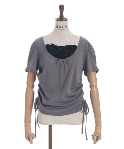 Drawstring Layered Style Top