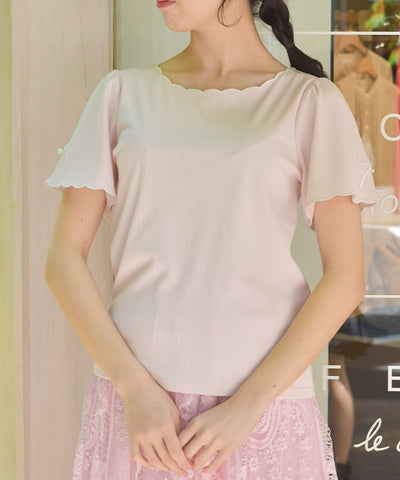 Ribbon & Scalloped Embroidery Pullover