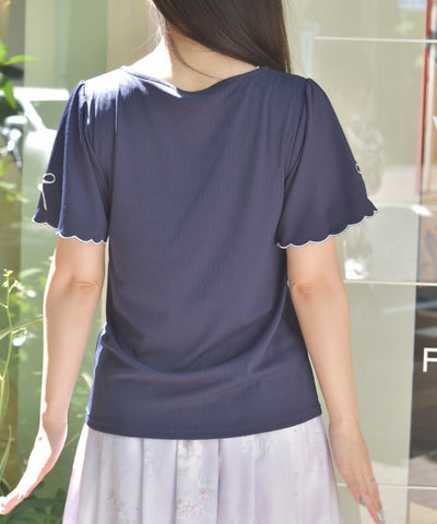 Ribbon & Scalloped Embroidery Pullover