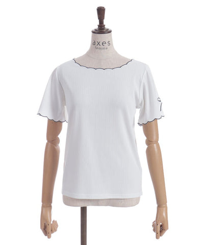 Ribbon & Scalloped Embroidery Pullover