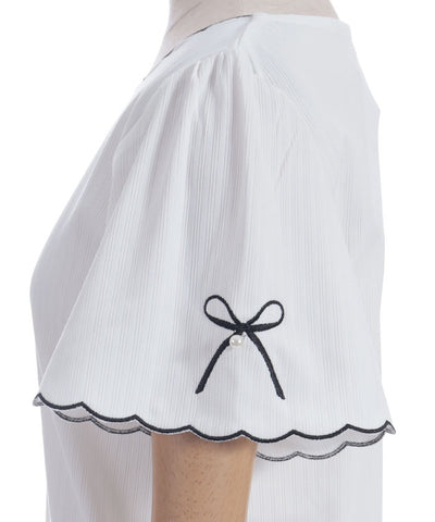 Ribbon & Scalloped Embroidery Pullover