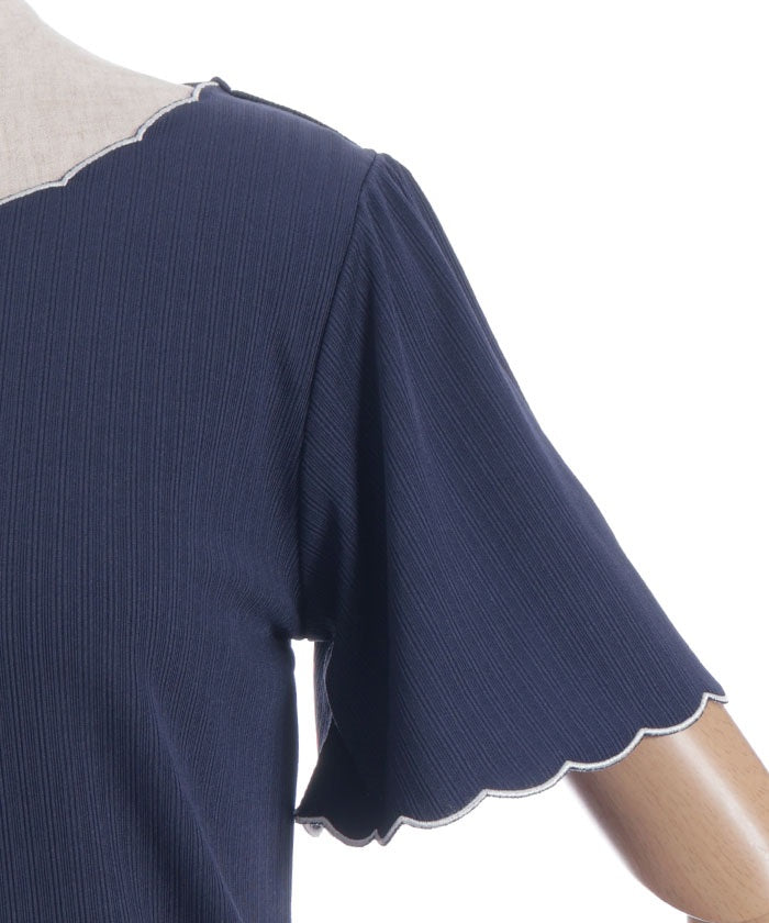 Ribbon & Scalloped Embroidery Pullover