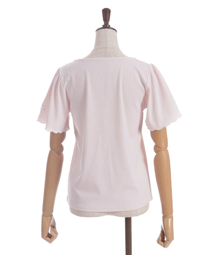 Ribbon & Scalloped Embroidery Pullover