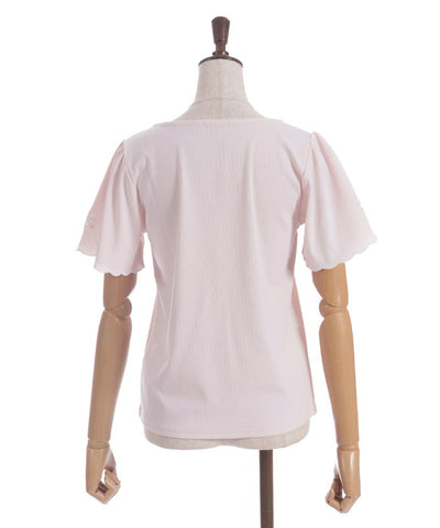 Ribbon & Scalloped Embroidery Pullover
