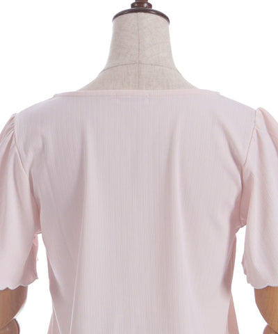 Ribbon & Scalloped Embroidery Pullover