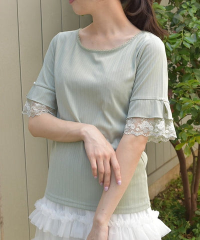 Color Tulle Lace Pullover