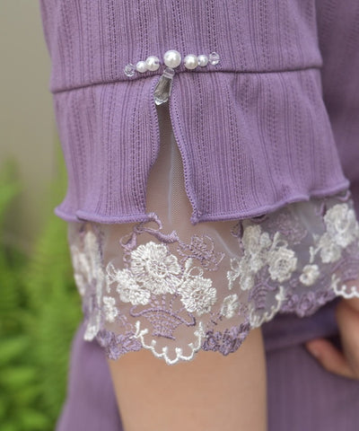 Color Tulle Lace Pullover