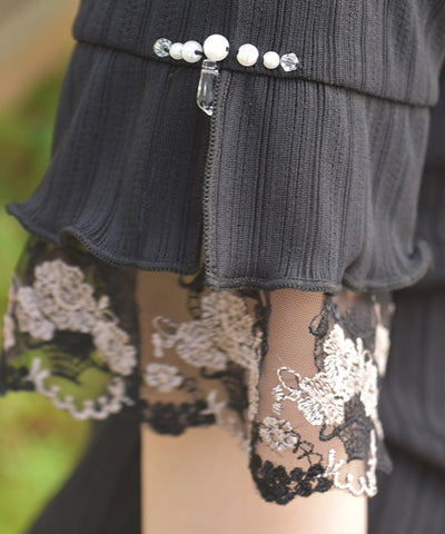 Color Tulle Lace Pullover