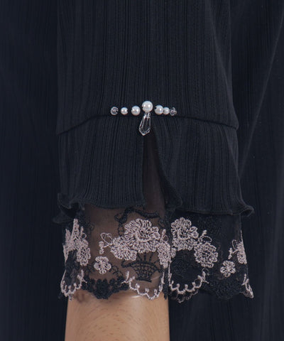 Color Tulle Lace Pullover