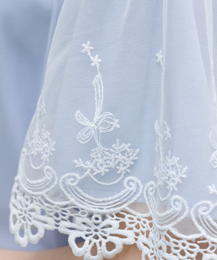 Lace Layered Sleeve Tulle Pullover