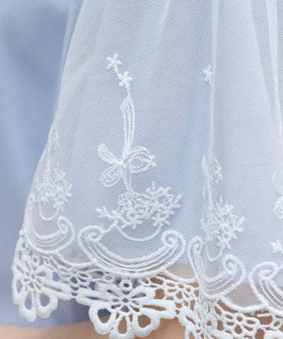 Lace Layered Sleeve Tulle Pullover