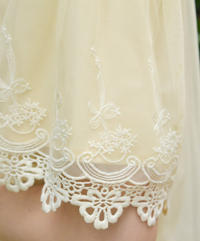 Lace Layered Sleeve Tulle Pullover