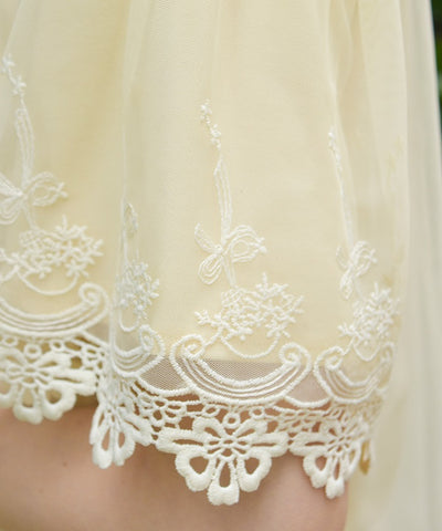Lace Layered Sleeve Tulle Pullover