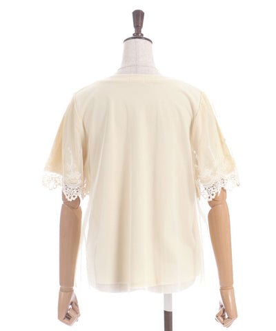 Lace Layered Sleeve Tulle Pullover