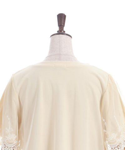 Lace Layered Sleeve Tulle Pullover