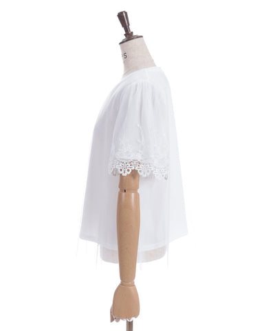 Lace Layered Sleeve Tulle Pullover