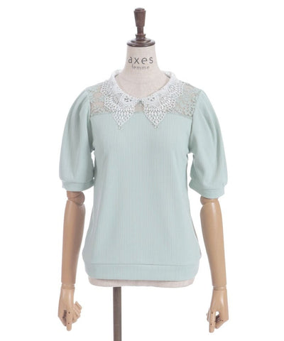 Pearl Lace Collar Yoke Panel Pullover
