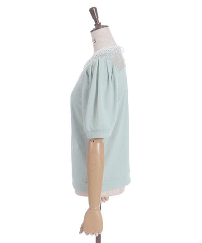 Pearl Lace Collar Yoke Panel Pullover