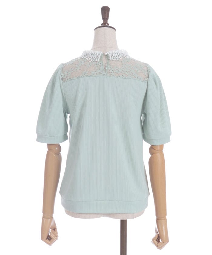 Pearl Lace Collar Yoke Panel Pullover