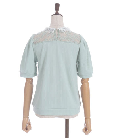 Pearl Lace Collar Yoke Panel Pullover