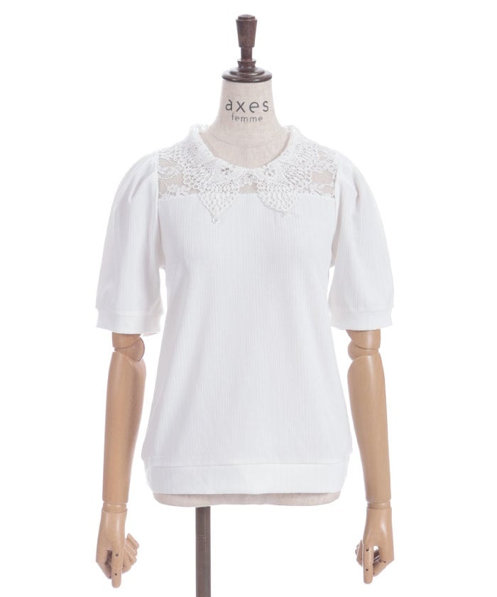 Pearl Lace Collar Yoke Panel Pullover