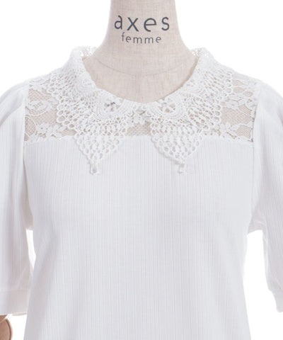 Pearl Lace Collar Yoke Panel Pullover