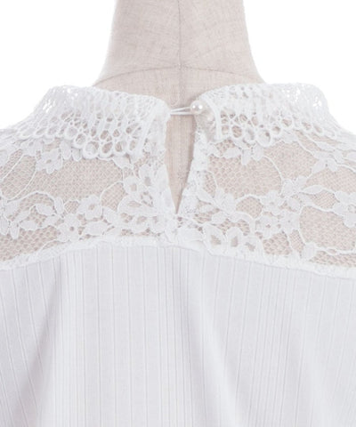 Pearl Lace Collar Yoke Panel Pullover