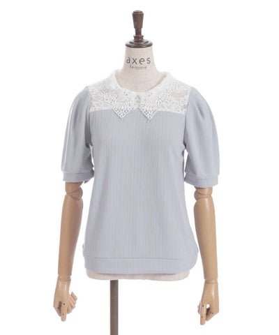 Pearl Lace Collar Yoke Panel Pullover