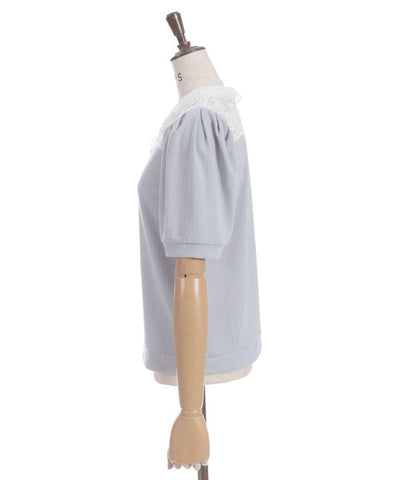 Pearl Lace Collar Yoke Panel Pullover
