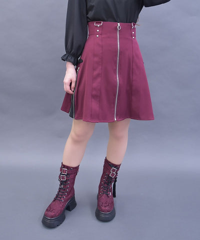 Zipper Design Skirt with Suspenders