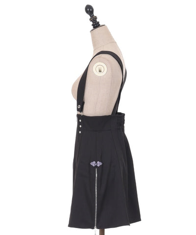 Zipper Design Skirt with Suspenders