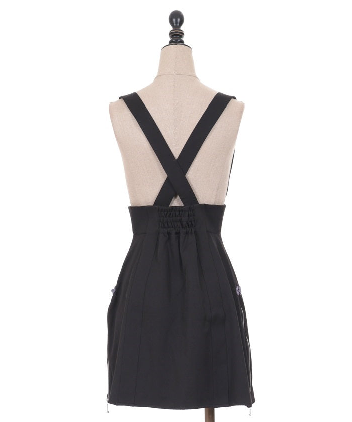 Zipper Design Skirt with Suspenders – axes femme from JAPAN