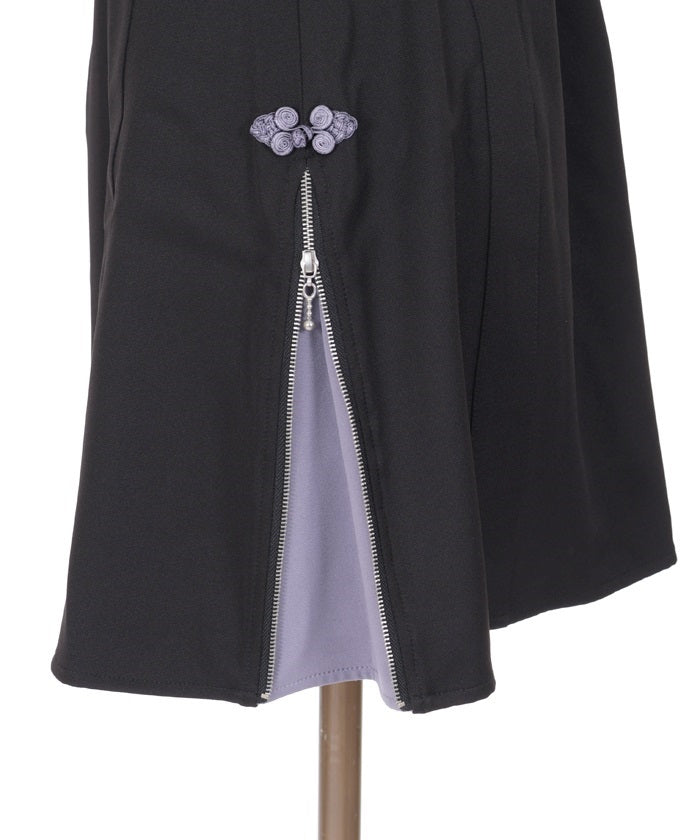 Zipper Design Skirt with Suspenders