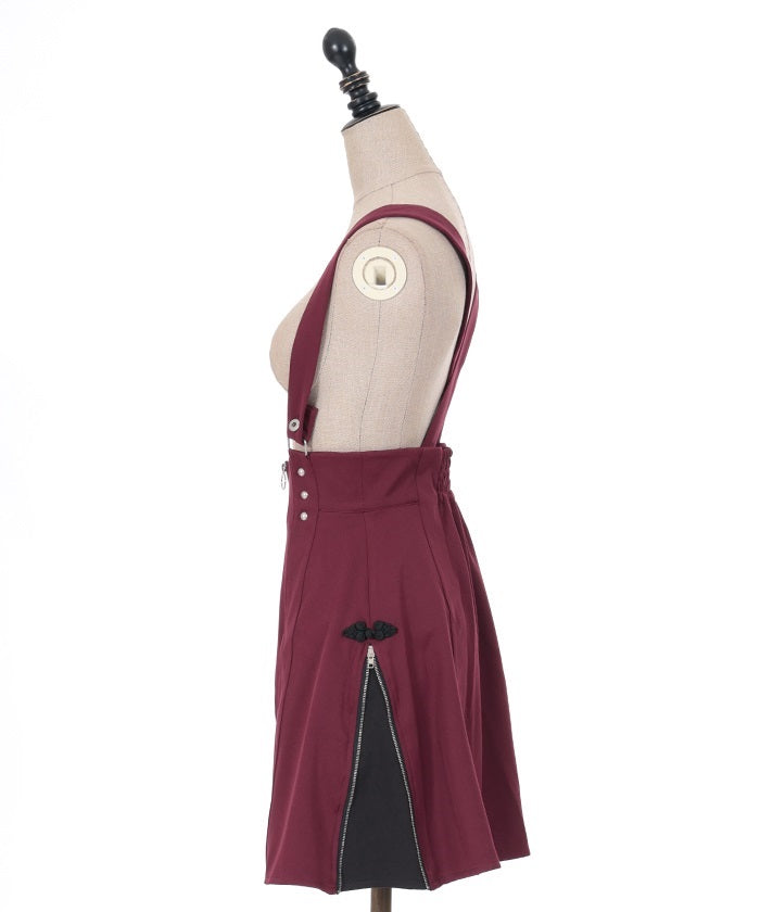 Zipper Design Skirt with Suspenders