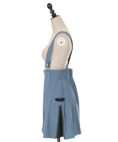 Zipper Design Skirt with Suspenders