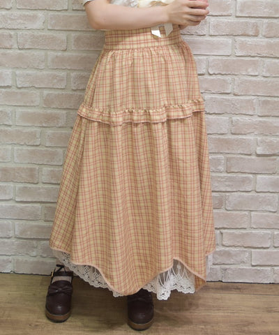 Plaid Irregular Hem Skirt
