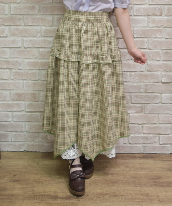 Plaid Irregular Hem Skirt