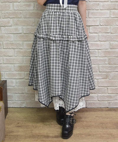 Plaid Irregular Hem Skirt