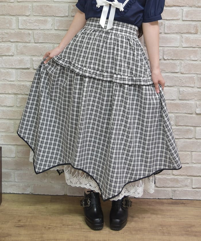 Plaid Irregular Hem Skirt
