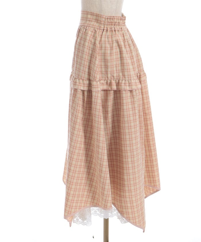 Plaid Irregular Hem Skirt