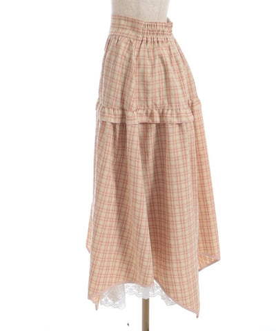 Plaid Irregular Hem Skirt