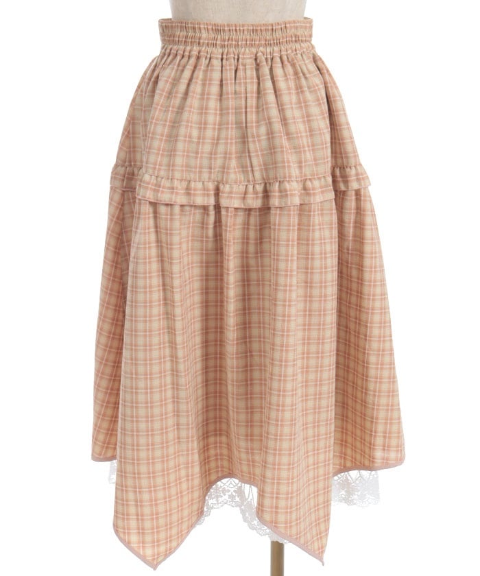 Plaid Irregular Hem Skirt