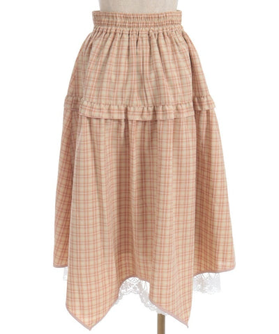 Plaid Irregular Hem Skirt