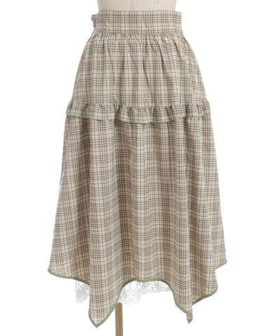 Plaid Irregular Hem Skirt