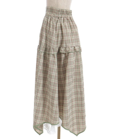 Plaid Irregular Hem Skirt