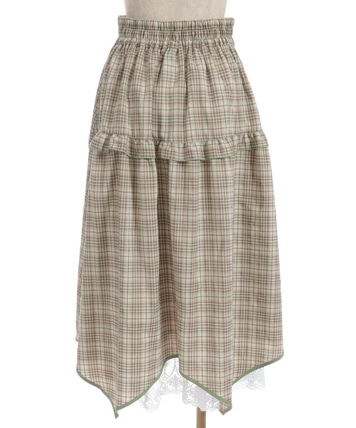 Plaid Irregular Hem Skirt
