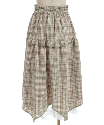 Plaid Irregular Hem Skirt