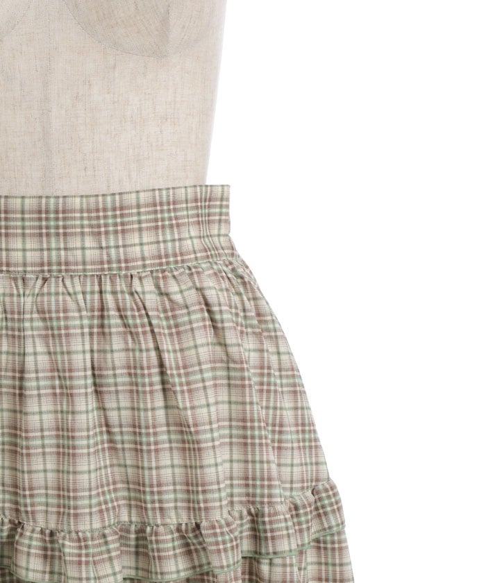 Plaid Irregular Hem Skirt