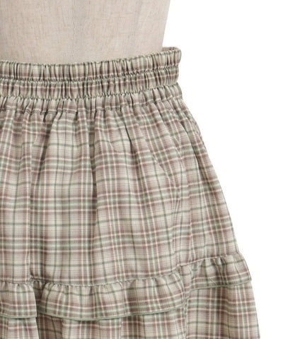 Plaid Irregular Hem Skirt