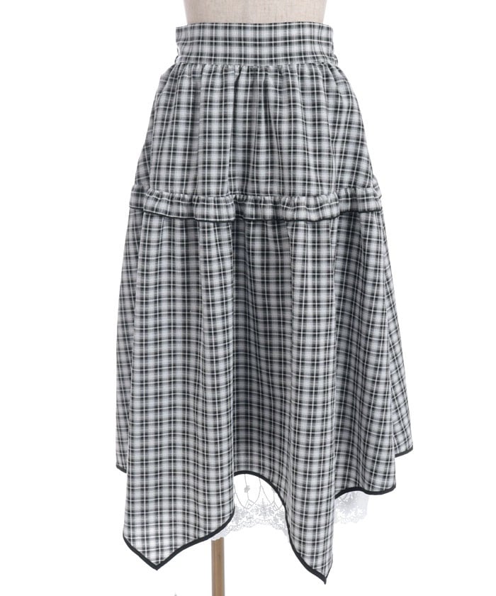 Plaid Irregular Hem Skirt
